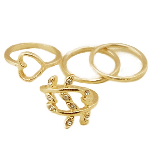 Set 4 Nhẫn Đốt Ngón Tay Nhiều Kiểu Đính Đá Phong Cách Boho