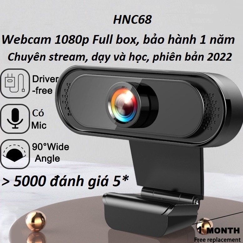 Webcam máy tính laptop có mic 1080p full box rõ nét để quay video stream học zoom siêu bền