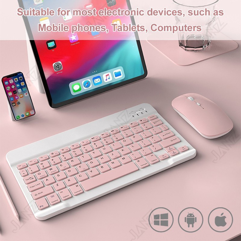 Bộ sạc im lặng đầy màu sắc 10 inch Bluetooth Bàn phím & Chuột không dây Bluetooth Mini Multimedia Set cho điện thoại di động máy tính bảng iPad