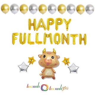 Bt- 19 đầy tháng - set bóng chữ đầy tháng happy full month cho bé tuổi trâu