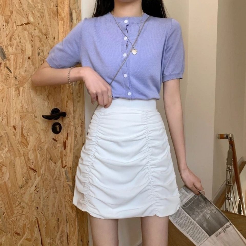 Chân Váy Chữ A Lưng Cao Xếp Ly Xinh Xắn Dễ Phối Đồ Cho Nữ