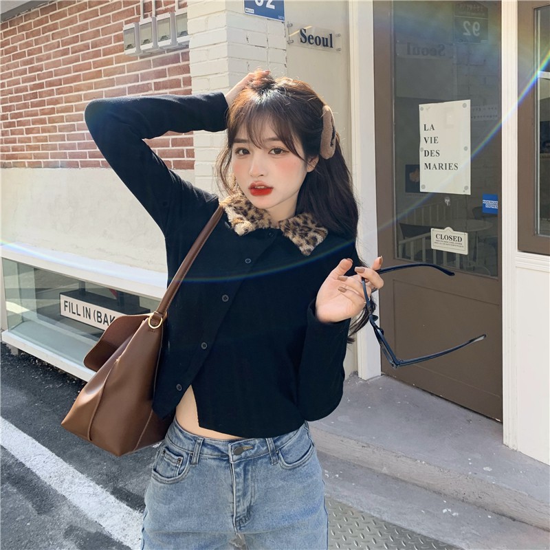 Áo Cardigan Dệt Kim Tay Dài Họa Tiết Da Báo Kiểu Hàn Quốc Cá Tính | BigBuy360 - bigbuy360.vn