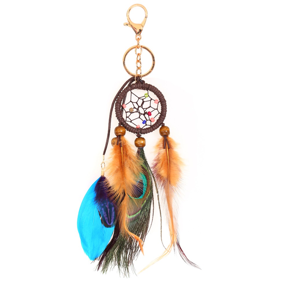 Móc Khóa Dreamcatcher Đính Lông Vũ Handmade