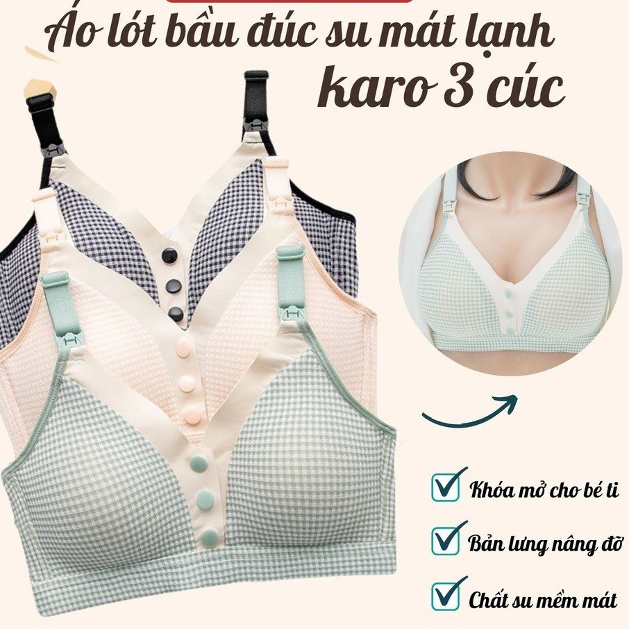 Áo Lót Bầu- ÁO NGỰC CHO CON BÚ KẺ CARO Mặc Bầu & Sau Sinh Form To Size Lớn