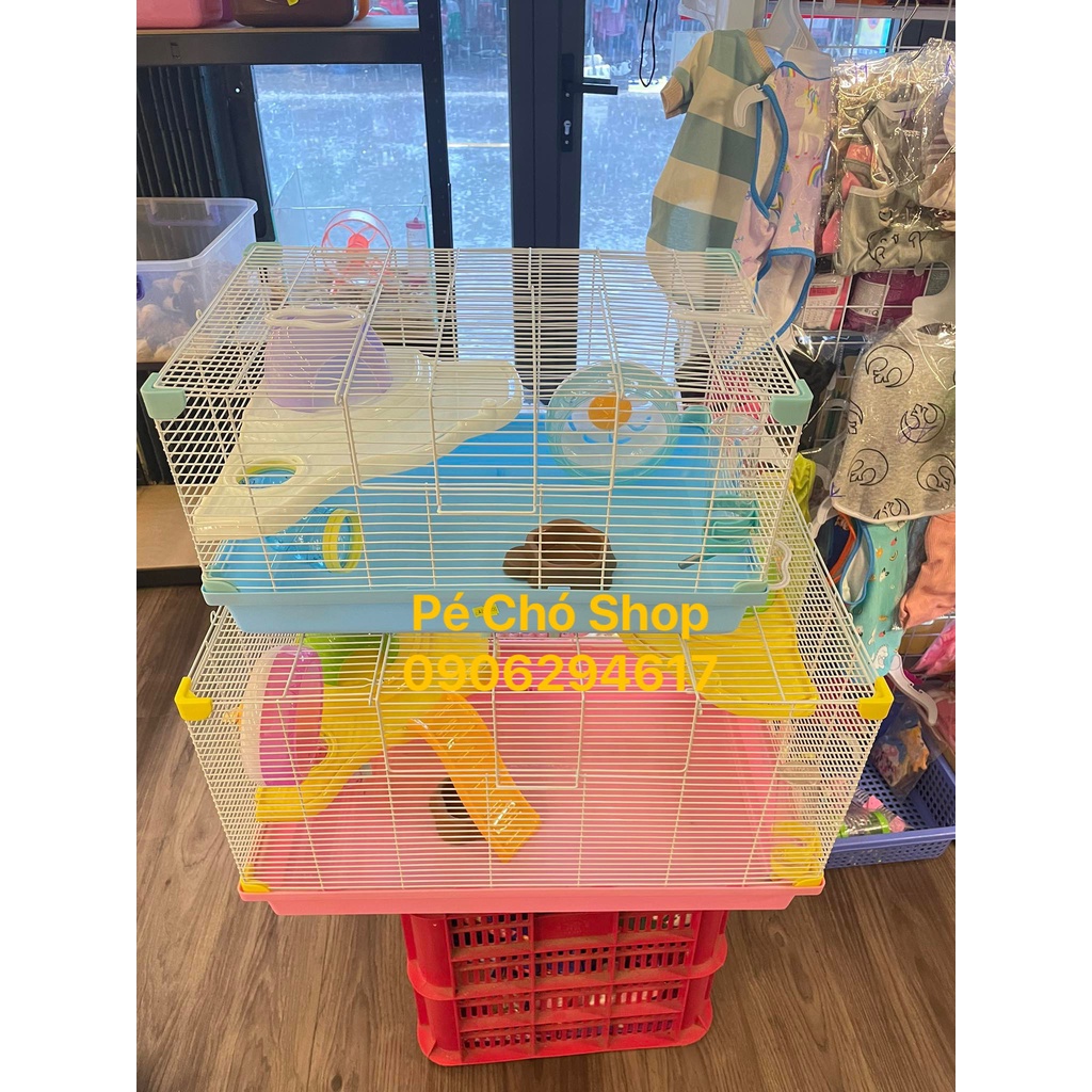 Lồng Nấm 3 tầng Hamster kích thước Lớn dài 60 rộng 36 cao 38cm.