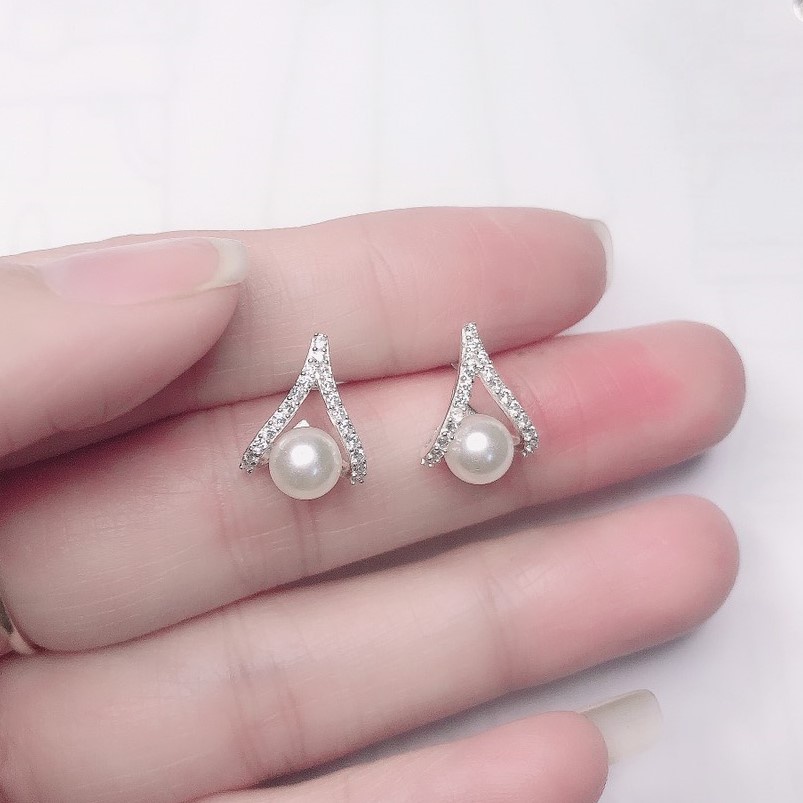 Bông tai bạc nữ đính đá thời trang K028, Chất liệu bạc cao cấp - Trang sức bạc Evasilver