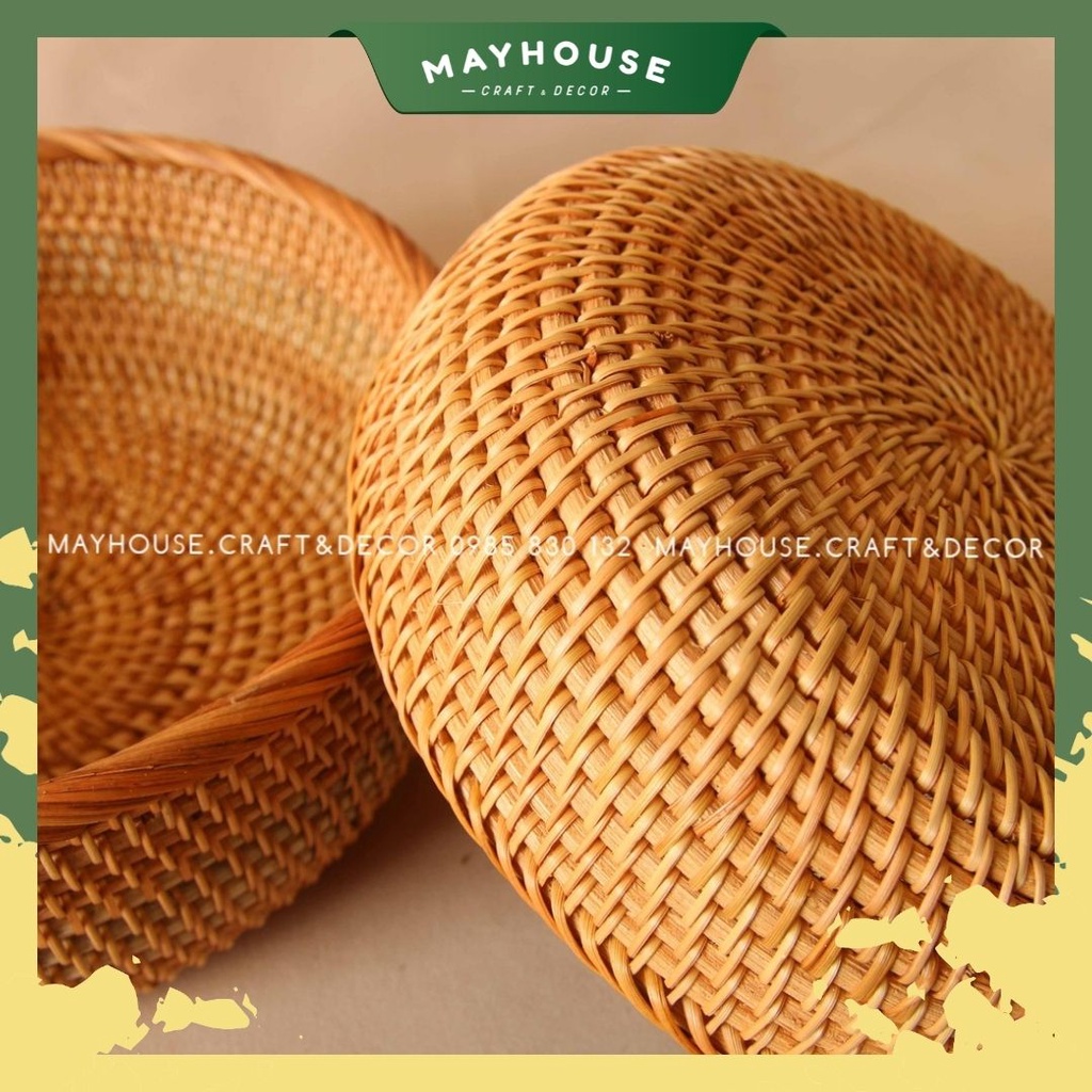 Khay mâm mây tre đan MAYHOUSE CRAFT&DECOR đựng thức ăn, trang trí bàn ăn, decor chụp ảnh