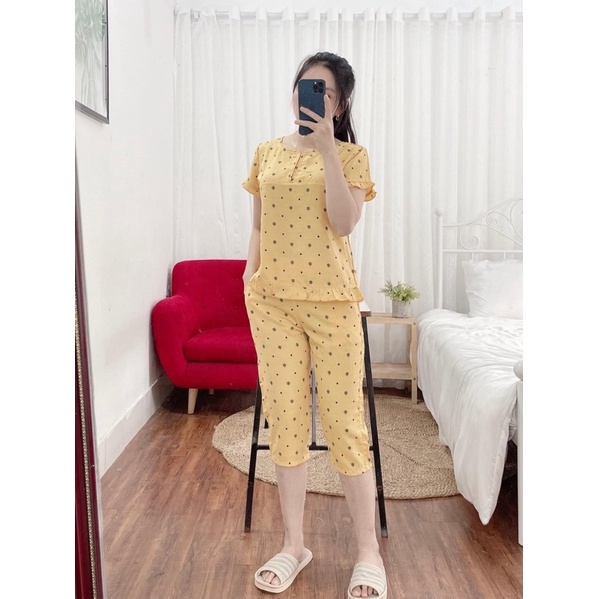 Bộ lửng mặc nhà, chất mềm, mát, không nhăn, thấm hút mồ hôi, đủ size theo số đo