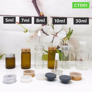 (10 Lọ) Chiết Mỹ Phẫm Serum, tế bào gốc 5ml 7ml 8ml 10ml (Nâu,Trắng)