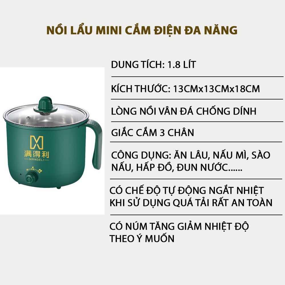 Nồi lẩu mini đa năng 2 tầng ca nấu mì điện hấp hàn quốc chính hãng bảo hành 12 tháng