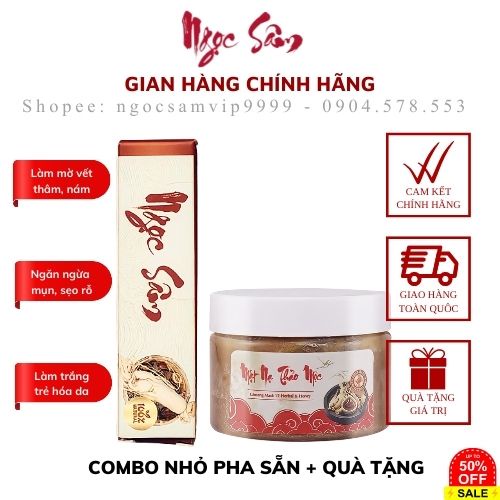 Bộ Ngọc Sâm Mini và Mặt Nạ Pha Sẵn Ngừa Mụn Trắng Da
