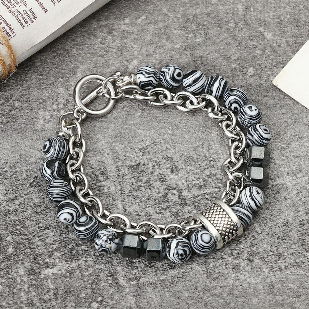 Vòng Tay Chuỗi Hạt Đá Obsidian 8mm Giảm Căng Thẳng Cho Nam