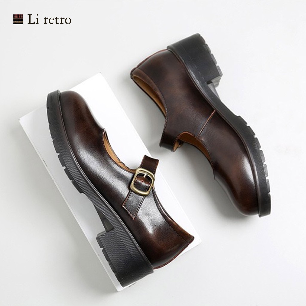 Giày Basic Mary Jane 4.5 - Giày da nữ vintage Li retro