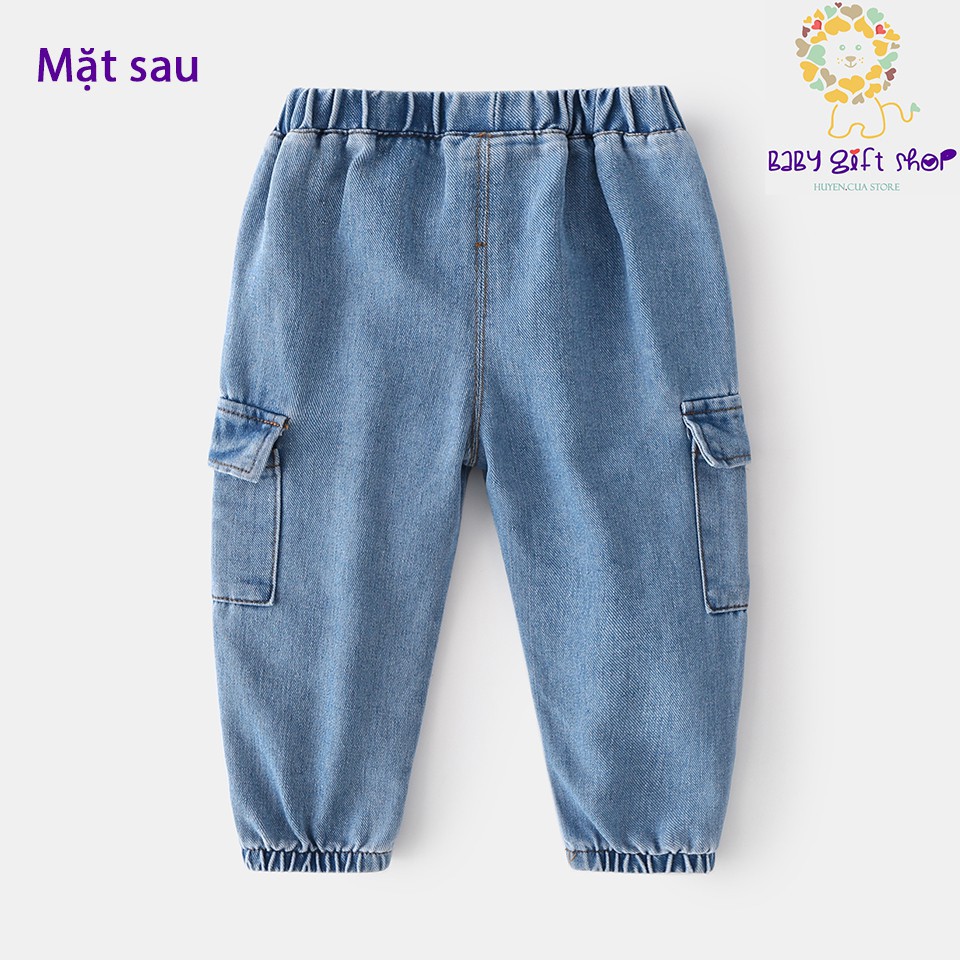 Quần bò bé trai mài nhẹ bo gấu cao cấp Wellkids chất bò jean mềm, co giãn nhẹ dáng thời trang Hàn Quốc T01