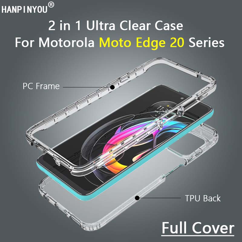 For Motorola Moto Edge 20 S Pro Lite G100 G50 5G 360 Full Cover Gradient Phone Case PC & Silicone TPU Screen Protector Shell