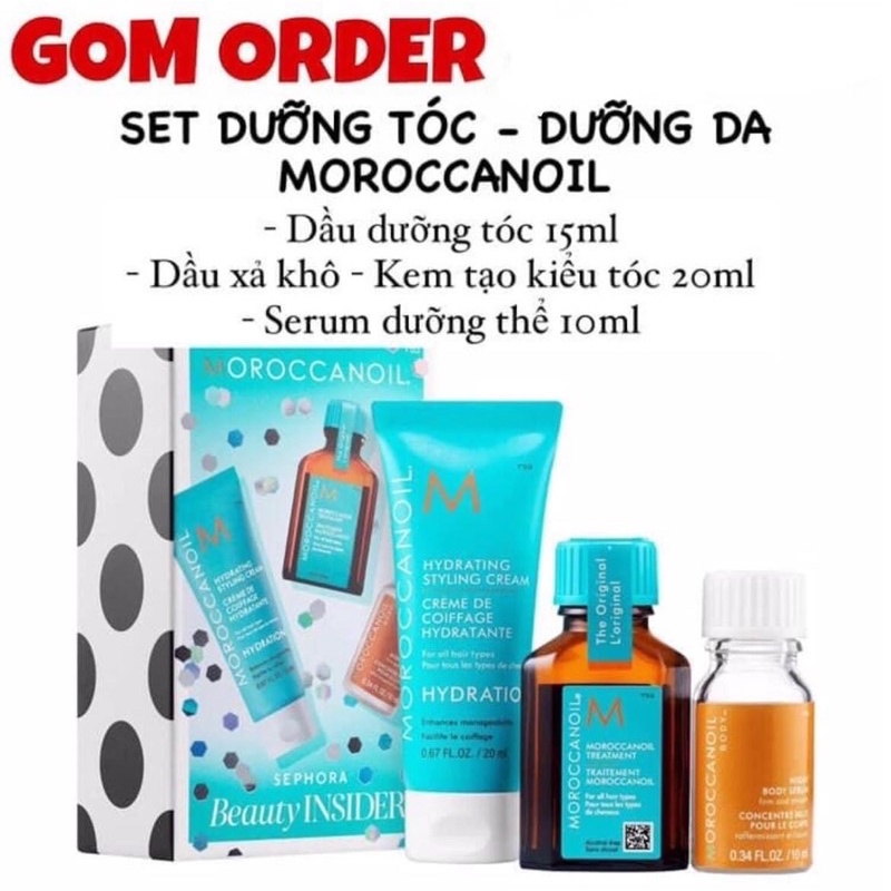 [ Chính Hãng ] Set dưỡng tóc mini 3 món MOROCCANOIL