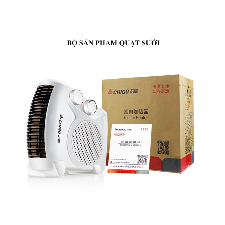 Quạt Sưởi Ấm Mini ChiGo Công Suất Max 2000W Với 3 Cấp Độ Điều Chỉnh Tự Tắt Khi Quá Nhiệt Dùng Cho Phòng Diện Tích 20m