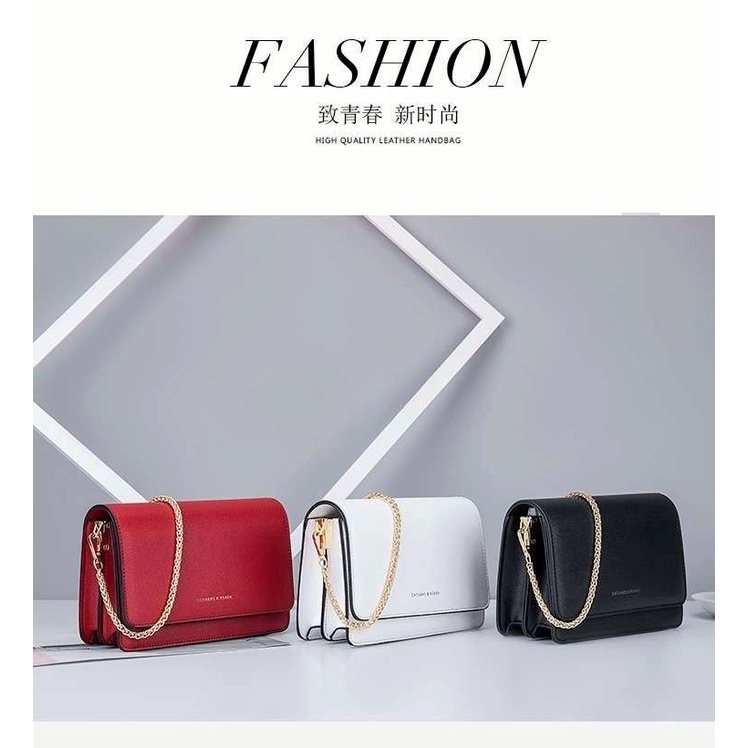 Túi xách CK dáng vuông nhỏ màu đen phối dây xích thời trang sang trọng dành cho nữ