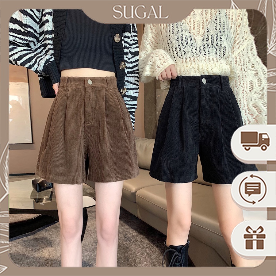 Quần Short Nữ Nhung Tăm Cao Cấp Thu Đông 2022 Quần Short Cạp Cao Thời Trang Sugal SHORT NU 008V3