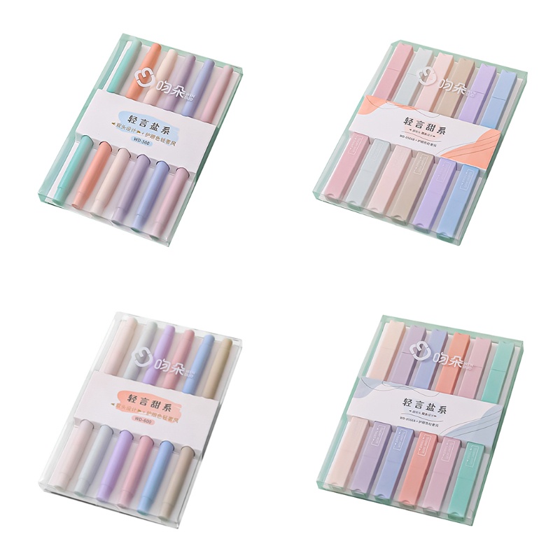 Set 6 bút đánh dấu hai đầu nhanh khô không phai màu