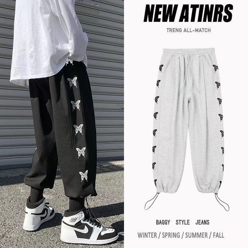 Quần Thể Thao Ống Rộng In Hình Bướm Thời Trang Hàn Quốc Dành Cho Nam Size S-3xl