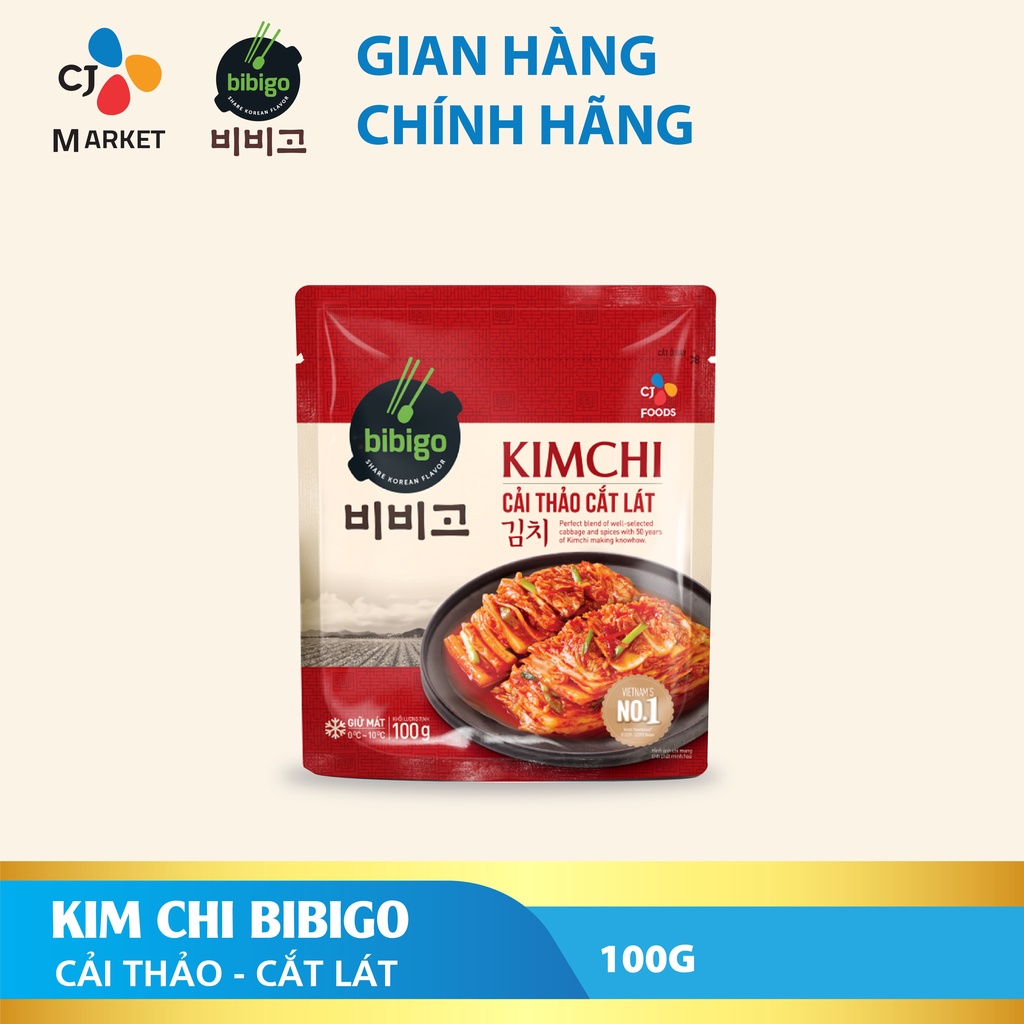 [Tặng Kimchi đơn từ 199k] Kim chi Hàn Quốc Bibigo cải thảo cắt lát - Túi 100g
