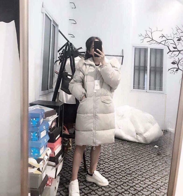 Áo Phao Cổ Lông Siêu Nhẹ Dáng Dài Hàng QCCC (mỏng)