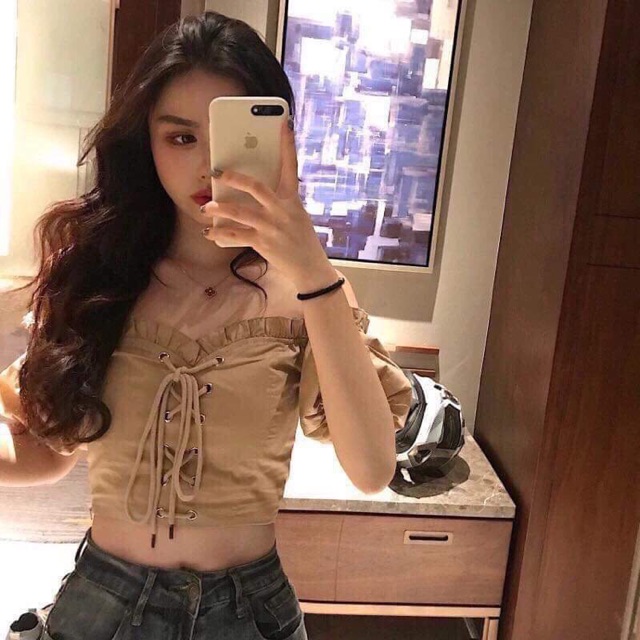Áo nâu dây rút ngực