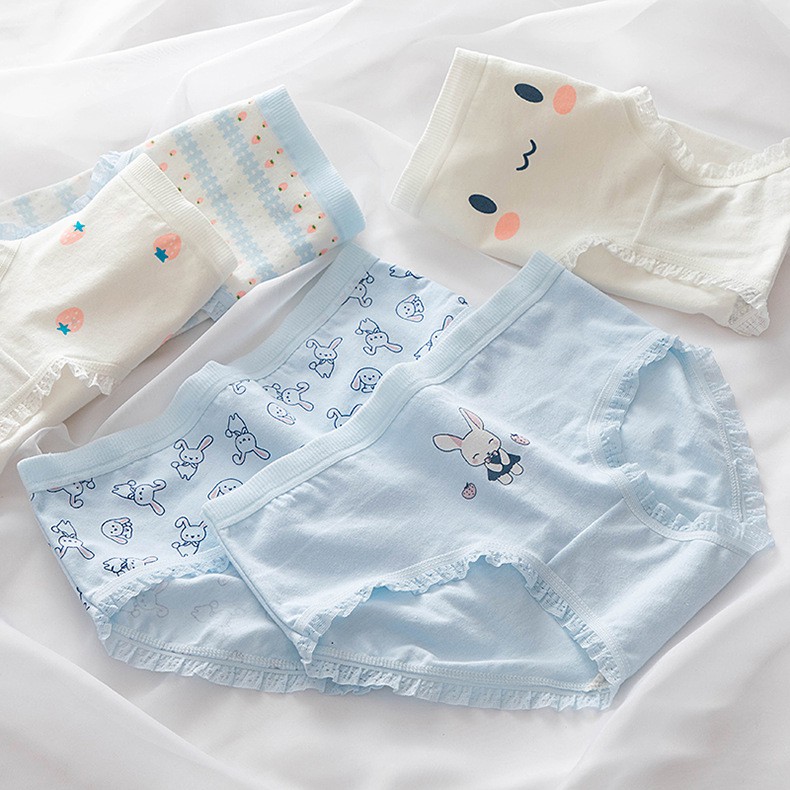 Set 5 quần lót nữ sinh cotton NuciFera chất mềm mịn hình Thỏ xinh mặc mát thấm hút mồ hôi