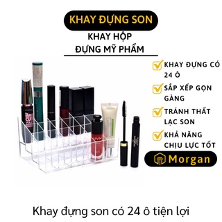 [1 ĐỔI 1] Khay Đựng Son - Kệ 24 Ô Đựng Son Trong Suốt Mica - Hộp Chứa Mỹ Phẩm Giữ Gọn Gàng   4053