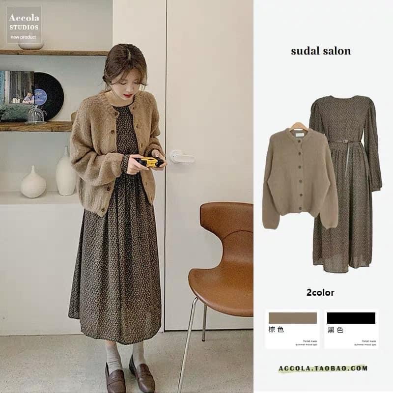 Set váy dài và cardigan