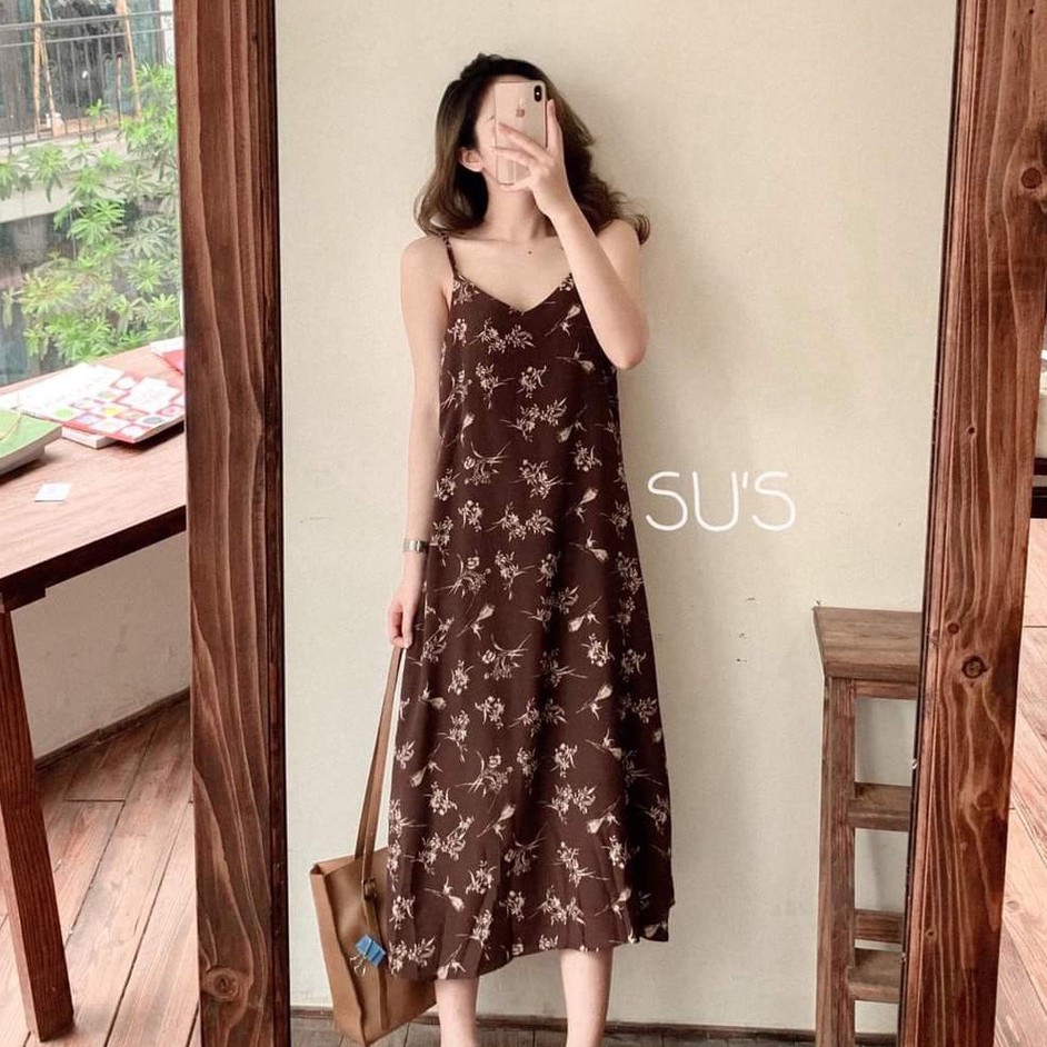 Váy 2 dây hoa nhí 💖FREESHIP💖 đầm hai dây hoa nhí dáng suông siêu xinh AD69 - Anhduong.store