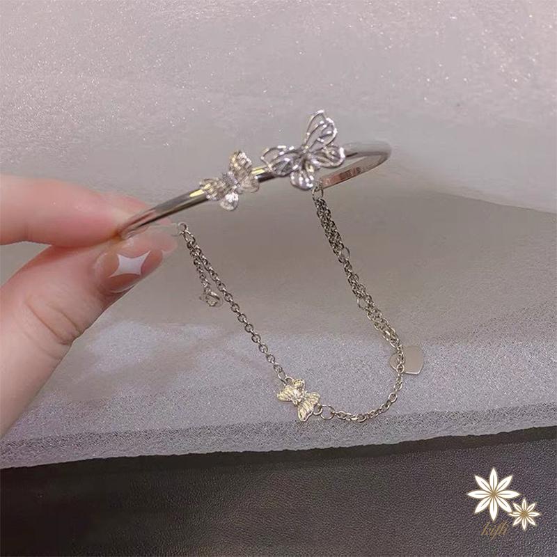 Vòng Tay Hai Lớp Bằng Hợp Kim Hình Bướm Thời Trang Dành Cho Nữ