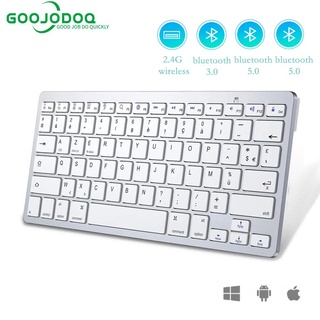 Bàn phím không dây GOOJODOQ Bluetooth 5.0 2.4G 3 kết nối đa thiết bị thích hợp cho Macbook Laptop iPhone iPad Android