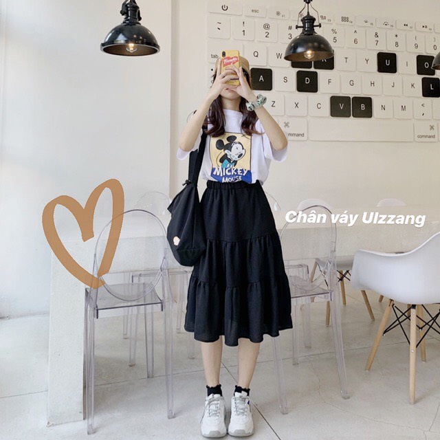 Chân váy voan tầng cạp chun dáng xòe ulzzang