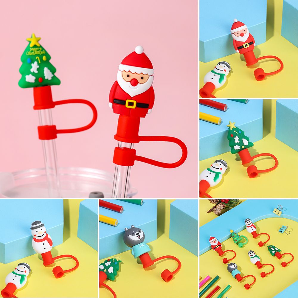 Nắp Đậy Ống Hút Bằng Silicone Hình Người Tuyết Dễ Thương