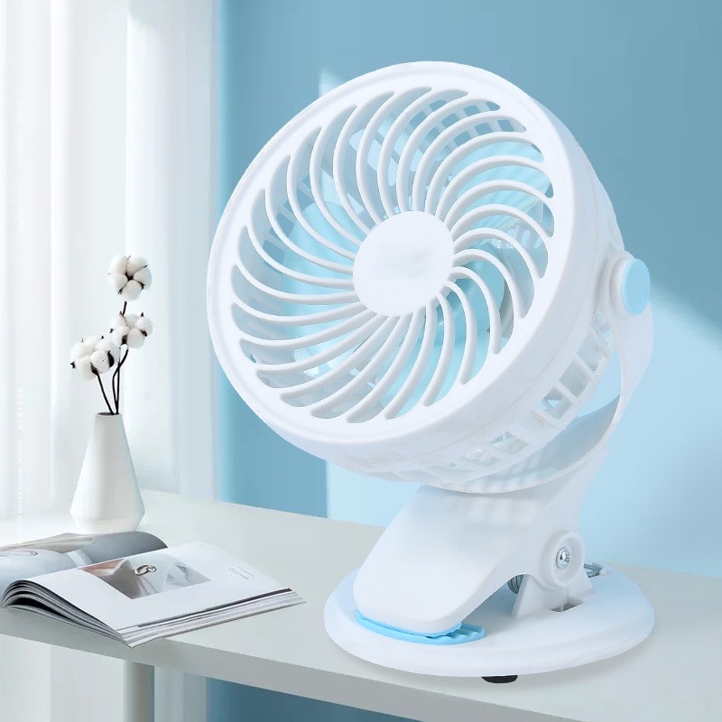 Quạt Mini kẹp bàn tích điện xoay 720 độ | Quạt cầm tay chắc chắn và tiện lợi cho dân văn phòng