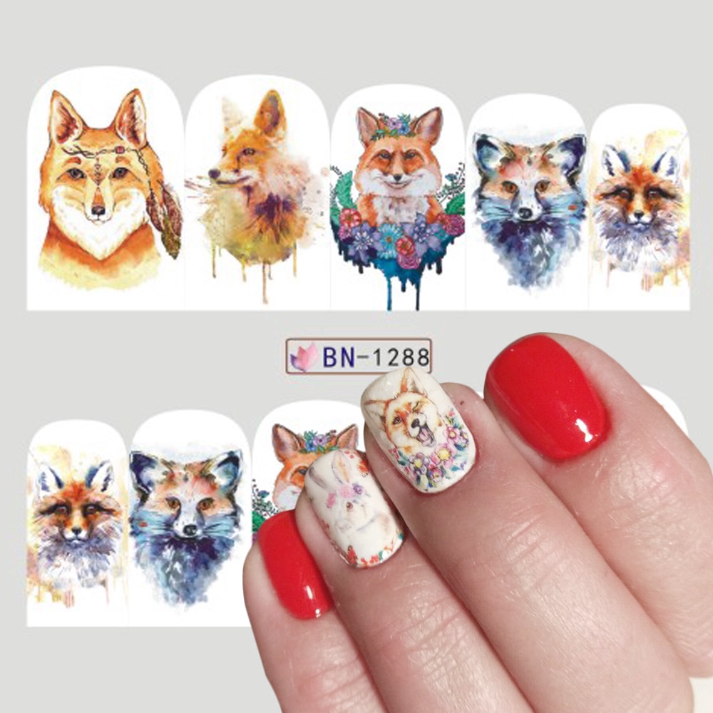 Set 12 Tấm Nhãn Dán Trang Trí Móng Tay Kiểu Dáng Hoạt Hình Dễ Thương