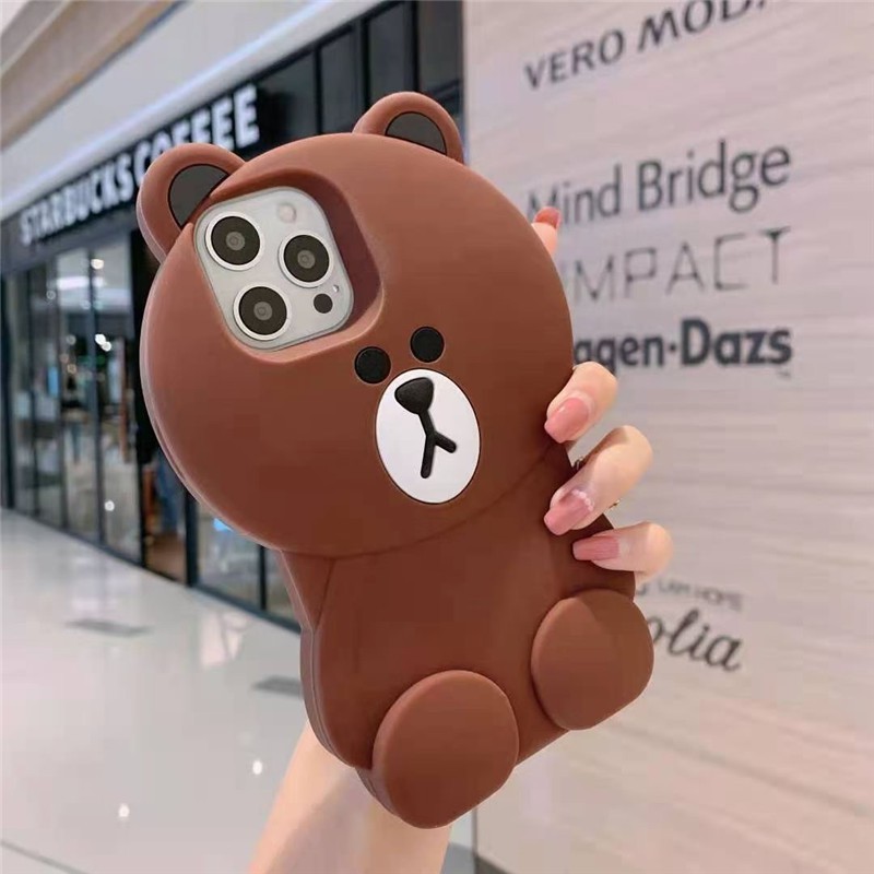Ốp Điện Thoại Silicon Hình Gấu Nâu Hoạt Hình iphone 14 13 12 11 Pro MAX 12 Mini 13 Mini 11 Pro MAX X XS MAX XR 6 6s 7 8 + 5 5s 4 4s