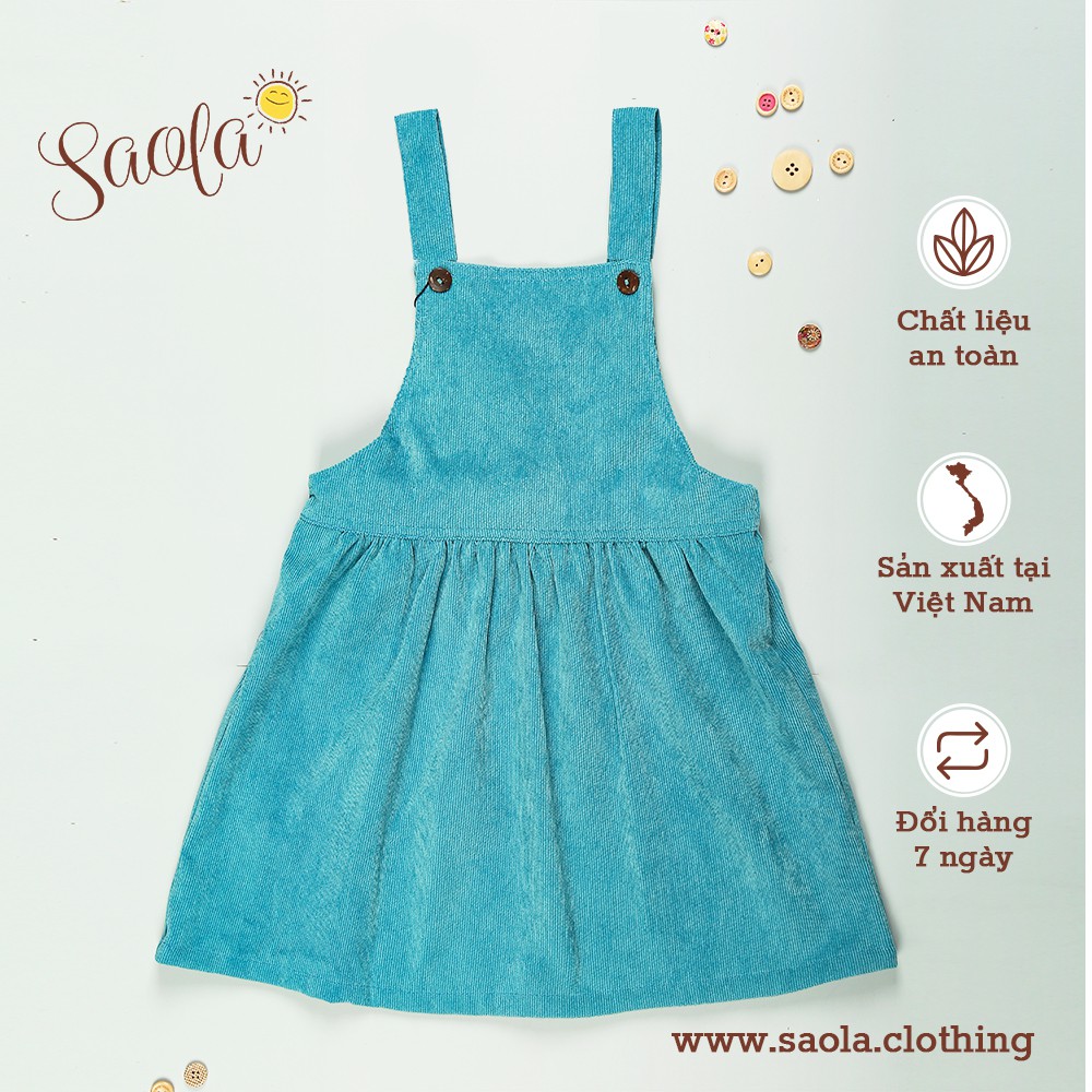 Chân Váy Yếm Hai Dây Phong Cách Hàn Quốc Dễ Thương Cho Bé Gái Chất Liệu Vải Nhung Cao Cấp - SCD002 - SAOLA KIDS CLOTHING