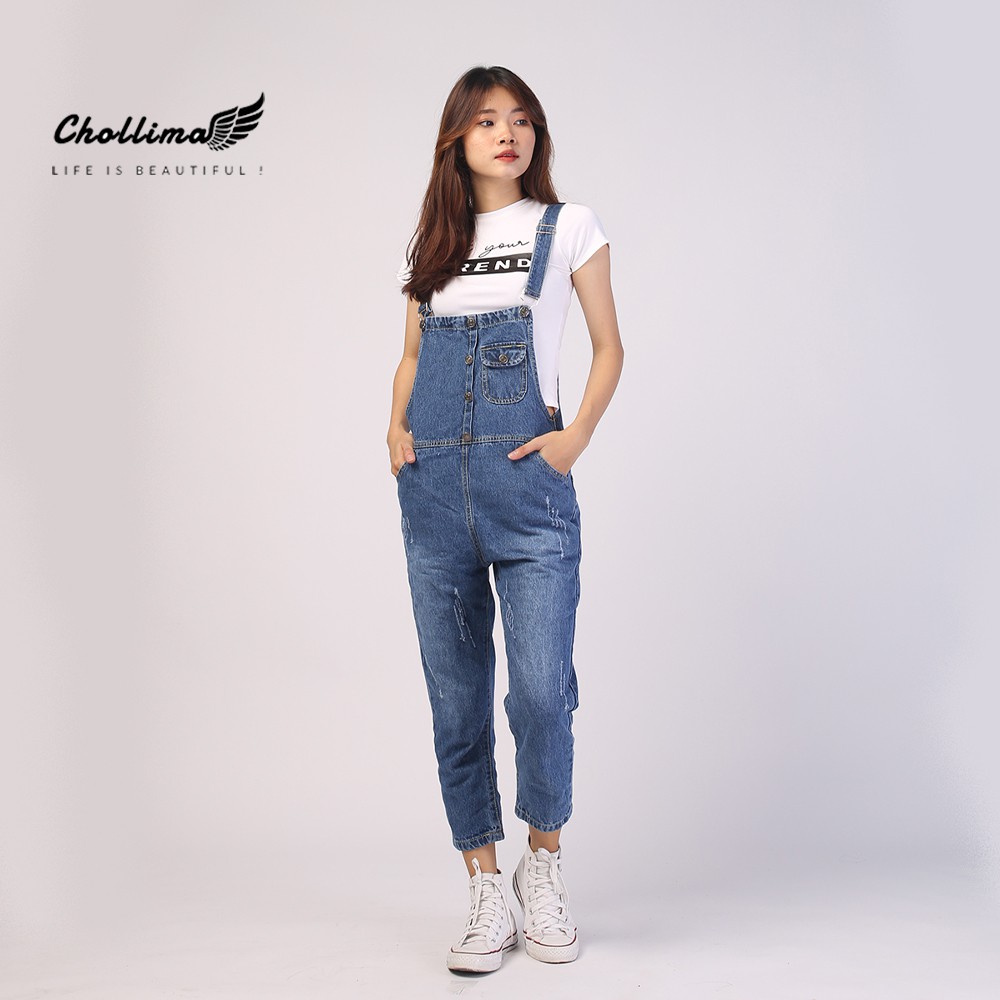 Yếm jean dài nữ Chollima 5 cúc YJ012 – yếm bò ulzzang phong cách hàn quốc