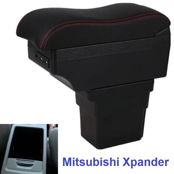 Hộp tỳ tay, đệm tỳ tay lắp cho xe ô tô Mitsubishi Xpander tích hợp 6 cổng USB, Armrest box for Mitsubishi Xpander