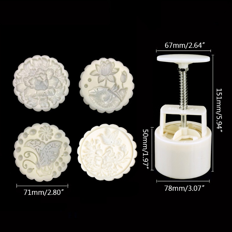 Khuôn Làm Bánh Trung Thu 125g 4 Kiểu Độc Đáo