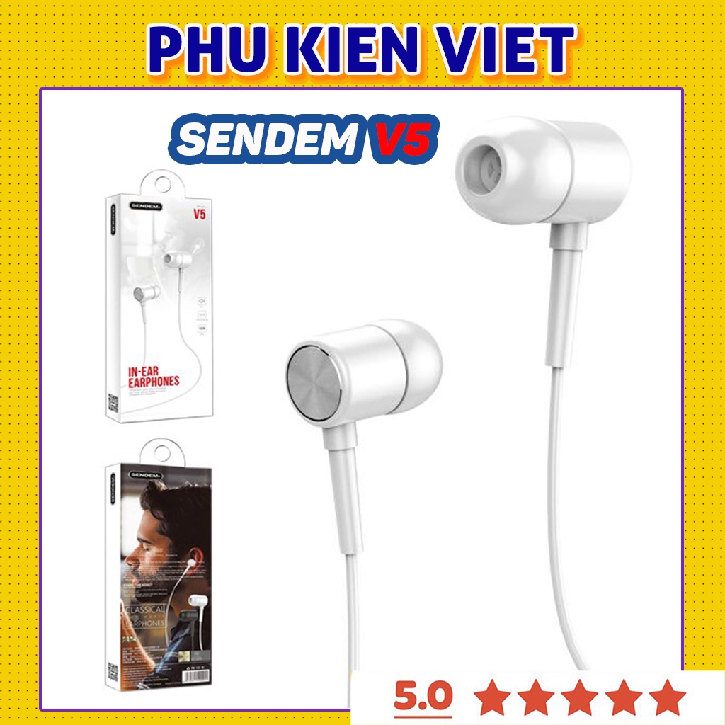 Tai Nghe SENDEM V5 Sports Siêu Bass - Có Mic - Siêu cách âm cho Xiaomi Samsung iPhone HÀNG CHÍNH HÃNG - Phụ Kiện Việt