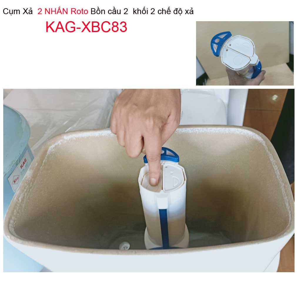 Cụm xả bồn cầu 2 khối Roto KAG-XBC83, cột xả bàn cầu 2 nhấn két rời, xả nước bàn cầu két rời 2 nhấn êm xả tốt