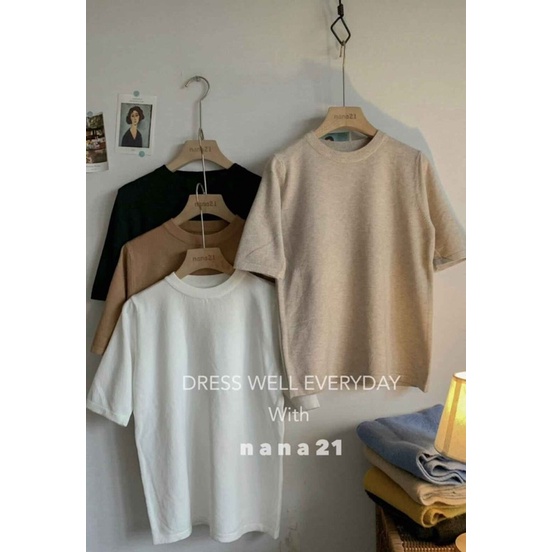 Áo Len Nữ Cộc Tay Cổ Tròn Dáng Suông Ôm Vừa Basic Phong Cách Hàn Quốc Chất Len Lông Thỏ Mềm Mịn | BigBuy360 - bigbuy360.vn