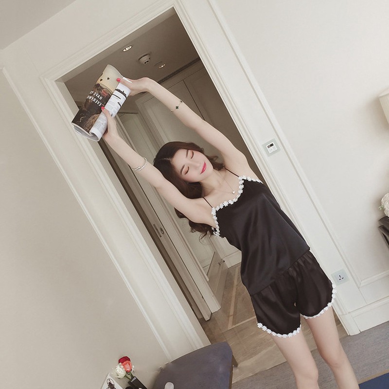 [Mã FASHIONT4WA2 giảm 10K đơn 50K] Bộ Lụa Thái 2 Dây Pha Ren Loại Đẹp 2112 (vải thun trơn) | BigBuy360 - bigbuy360.vn