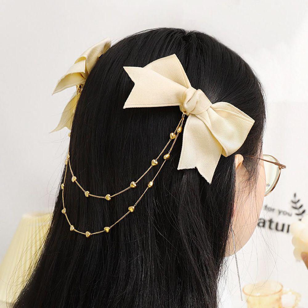 Kẹp Tóc Hình Nơ Phối Tua Rua Màu Sắc Trơn Thanh Lịch Cho Nữ