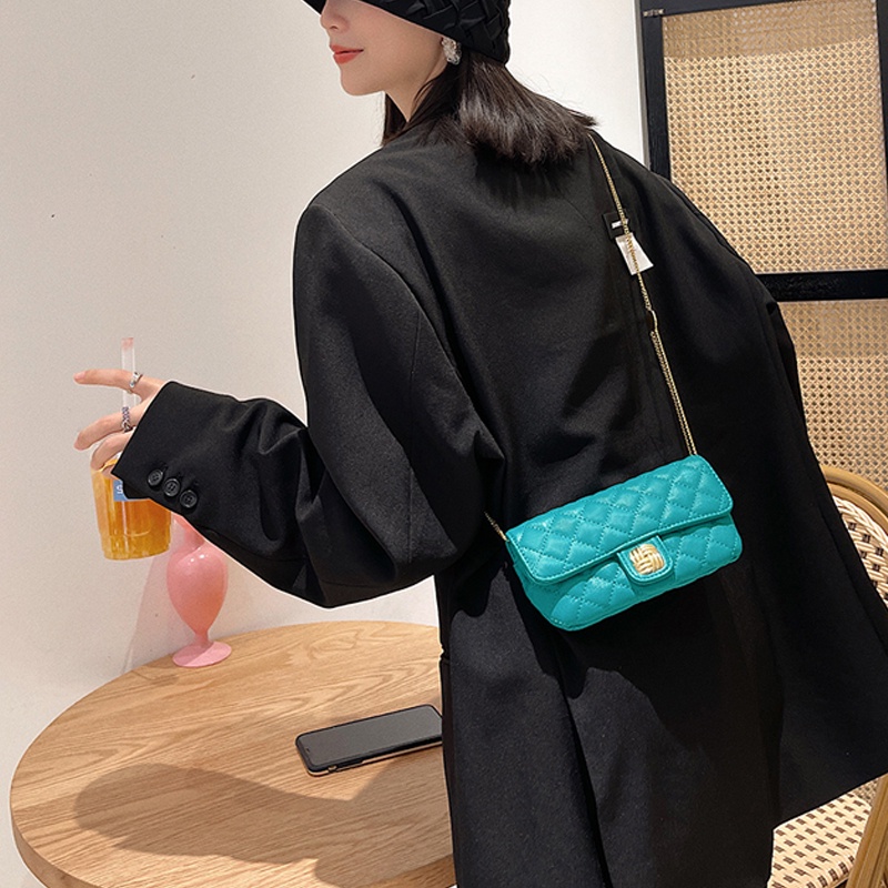 Túi đeo chéo mini hình thoi phối dây xích thời trang mùa hè cho nữ IELGY