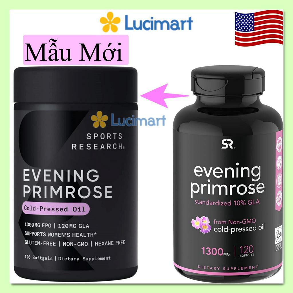 Viên uống dầu hoa anh thảo Evening Primrose 1300mg Sports Research hũ 120 viên [Hàng Mỹ, hạn dùng 2025]